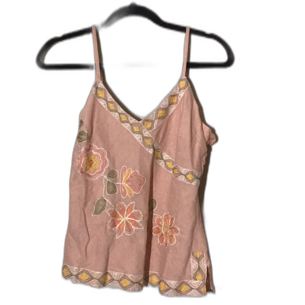 Pink Embroidered Tank Top